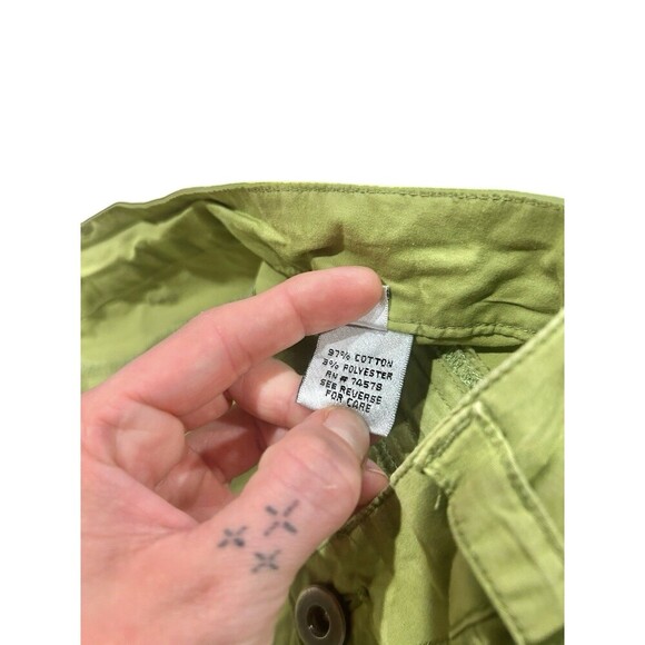Cache Capri Pants 90s Y2K Studded Neon Green Cargo Pockets Size 12 Vintage - Picture 7 of 8